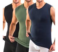 HERMO 3050 Lot de 3 Business Shirt Homme avec col V, Maillot de Corps en 100% Coton Biologique (Tank Top), Taille:8 (XXXXL), Couleur:Mix n/BF/o