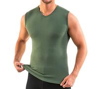 HERMO 3050 Tank Top Homme avec col V, Maillot de Corps en 100% Coton Biologique, Shirt, Taille:2 (S), Couleur:Oliv