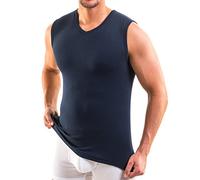 HERMO 3050 Tank Top Homme avec col V, Maillot de Corps en 100% Coton Biologique, Shirt, Taille:4 (L), Couleur:Bleu foncé