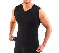 HERMO 3050 Tank Top Homme avec col V, Maillot de Corps en 100% Coton Biologique, Shirt, Taille:8 (XXXXL), Couleur:Noir