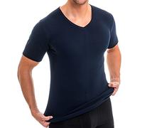 HERMO 4880 Business Maillot de Corps Homme à Manche Courte avec col V, Shirt 100% Coton Biologique, Taille:8 (XXXXL), Couleur:Bleu foncé
