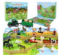 HERMORRYSS Calendrier de l'Avent 2025, Animaux Calendrier de l'Avent, Animaux de la Ferme Jouet avec Transporteurs et Clôture, Cadeau pour Garçons Filles, Favorise l'Éducation de la Petite Enfance