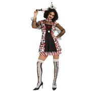 HERMORRYSS Costume de Clown Femme, Costume Halloween Effrayant, Costume de Bouffon, Deguisement Clown Tueur Adulte, Costume Killer Clown, Halloween Dress Up Party, Jeu de Rôle (Einteilige, XL)