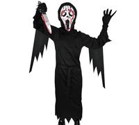 HERMORRYSS Costume Halloween Enfant, Halloween Scream Kostüm Kinder, avec Masque Ghostface & Couteau Sanglant, Scary Movie Costume Gruselig Reaper Kostüm, Halloween Carnaval Cosplay (M)