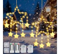 HERMORRYSS LED étoile Lumineuse Fenêtre Noël, Fenêtre Décorative de Noël avec Étoile, 2PCS 124 LEDs Lumière Décoration NoëlS, 8 Modes, Guirlande Lumineuse Décoration pour Intérieur de Mariage