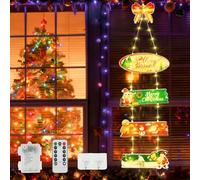HERMORRYSS Lumières de Noël, Étanches 8 Modes Guirlande Lumineuse avec Minuterie, Décorations Lumineuses de Noël avec Télécommande et Enseignes Lumineuses de Noel pour Porte, Fenêtre, Mur, Natale