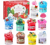 HERMORRYSS Slime Calendrier de l'Avent, Fluffy Slime DIY - Calendrier de Noël 24 Jours, Cadeau Surprises de Noël avec Kit DIY SlimeS, CalendrierS de l'avent SlimeS pour Filles et Garçons de 6+ ans