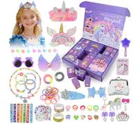 HERMORRYSSCalendrier de L'avent pour Enfants, Calendrier de L'avent avec Accessoires de Cheveux pour Fille, Cadeau de Noël Avec 24 Jours de Surprises avec Barrettes À Cheveux, Bracelets, Porte-Monnaie