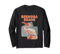 Hermosa-Beach Kafilornien Vacances Pelican Graphique Surfing Manche Longue
