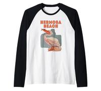 Hermosa-Beach Kafilornien Vacances Pelican Graphique Surfing Manche Raglan