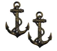 HERNGEE Lot de 2 crochets d'ancrage nautique en fonte bronze antique - Trésors des îles des Caraïbes