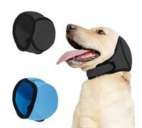 Hernin 2 Pièces Cache-Oreilles pour Chien Protège-Oreilles Réglables pour Chien Protection Contre Le Bruit Snood Chien Calmant pour Natation, Orages, Bain, Toilettage (Gary+Bleu, L)