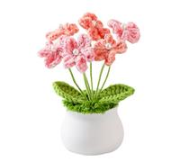 Hernin Fleur Crochet, Fleurs Tricotées Peluche Fleurs Tricotées Fleurs Oubliées Fleurs Tricotées à La Main Petites Plantes Pot Faites à Main pour La Maison, Le Bureau (Rose)