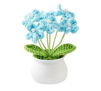 Hernin Fleur Crochet, Fleurs Tricotées Peluche Fleurs Tricotées Fleurs Oubliées Fleurs Tricotées à La Main Petites Plantes Pot Faites à Main pour La Maison, Le Bureau (Bleu)