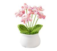 Hernin Fleur Crochet, Fleurs Tricotées Peluche Fleurs Tricotées Fleurs Oubliées Fleurs Tricotées à La Main Petites Plantes Pot Faites à Main pour La Maison, Le Bureau (Rose dégradé)
