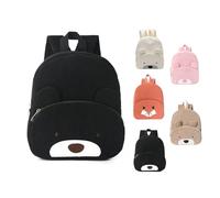 Hernin Sac Personnalisable Enfant, Sac à Dos Velours Côtelé Ours pour Bebe Velours Côtelé Sacs A Dos Fille Garçon Sacs à Doss pour Crèche Scolaires Avec Ourson (Ours noir)