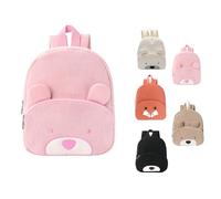 Hernin Sac Personnalisable Enfant, Sac à Dos Velours Côtelé Ours pour Bebe Velours Côtelé Sacs A Dos Fille Garçon Sacs à Doss pour Crèche Scolaires Avec Ourson (Ours rose)