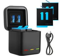 Hero 11 Chargeur de Batteries et 2PCS 1750 mAh Batteries de Rechange pour GoPro Hero 9 10 11 Black avec câble USB Type-C pour GoPro Hero 9 10 11 Black Noir