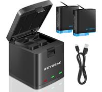 Hero 8/7/6/5 Batterie Chargeur Kit 2 Pack Remplacement Batteries Type-C LED Chargeur 3-Canaux pour GoPro Hero 8/7/6/5 Black(Chargeur + 2 Batteries)