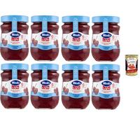 Hero Light Light Lot de 8 pots de confiture de 280 g de cerises rouges, de confiture et de confiture supplémentaire, fruits de haute qualité, sans conservateurs et sans colorants, Italian Gourmet