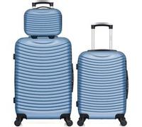 hero - lot de 3 - valise weekend, valise cabine et vanity etna - bleu dore bleu dore