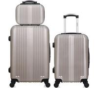 hero - lot de 3 valises weekend, cabine et vanity abs lipari - beige beige
