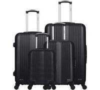 hero - lot de 4 - valise grand format, valise weekend, valise cabine, valise cabine xxs lipari - noir noir G