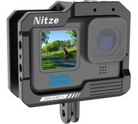 HERO12 HERO11 HERO10 HERO9 Action Camera Cage, Vlog Cage en Alliage d'Aluminium pour GoPro Hero 12/11/10/9, Cage Vidéo avec 2 Cold Shoe, Plusieurs Trous Filetés pour Lumière LED - T-GP01A