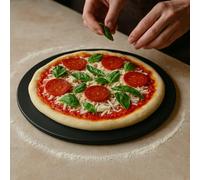 HeRo24 Pierre à pizza 33 cm en cordiérite, émaillée noire, résistante à la chaleur, pour pizza, tartes flambées et pain, convient pour four et barbecue