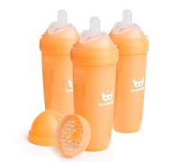 Herobility Double Anti-Colic Baby Bottles - 12 fl oz/340ml - 3-Pack - Peach