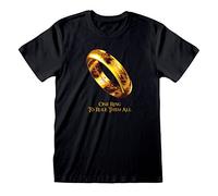 Heroes Inc. Le Seigneur des Anneaux T-shirt pour adultes | Noir, T-shirt à un anneau | T-shirt Tolkien à manches courtes | Marchandise officielle Le Seigneur des Anneaux, Noir , XXL