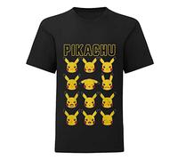 T-shirt Enfant Pokémon Pikachu Visages Noir : 9-11 Ans Noir