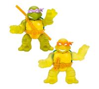 Heroes of Goo Jit Zu Teenage Mutant Ninja Turtles | Turtle Power Team Up Lot de 2 | Super Squishy | Figurines super extensibles | Donatello et Michel-Ange | S'étire jusqu'à 3 fois leur taille