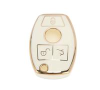 HEROFFIX Blanc Or Ton TPU Silicone Coffret De Clé De Voiture pour Mercedes-Benz A-Class -3 Boutons Télécommande Coffret De Clé