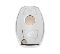 HEROFFIX Étui Blanc avec Bord Argenté en TPU Silicone pour Clé Voiture Et Clé pour Mercedes-Benz Classe A/B/C/E/G/M/R/S/V/W Cl/Cla/CLK/CLS-2 Boutons Télécommande Porte-Clés Étui