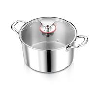 Herogo Casserole en acier inoxydable avec couvercle en verre, diamètre : 20 cm, 3,3 l, pour la cuisson, saine et non revêtue, passe au four, saucepans avec couvercle