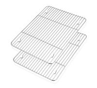 Herogo Lot de 2 grilles de refroidissement en acier inoxydable pour cuire, rôtir, refroidir, 38,6 x 28,4 x 1,5 cm, grande étagère de four rectangulaire pour gâteaux, biscuits, pain, passe au four et