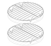 Herogo Lot de 2 grilles de refroidissement rondes en acier inoxydable pour le refroidissement de la cuisson à la vapeur, antirouille et bord lisse, passe au four et au lave-vaisselle, métal argenté