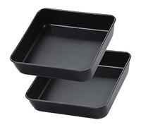 Herogo Lot de 2 moules à brownies carrés anti-adhésifs de 20,3 cm pour la cuisson, le rôtissage, le service, petit four en acier inoxydable pour mariage, anniversaire, non toxique et sain, 21 x 5 cm