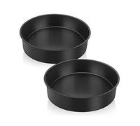 Herogo Lot de 2 moules à gâteau ronds de 5 cm de profondeur en acier inoxydable anti-adhésif pour rôtir et servir, moules à gâteau d'anniversaire et de mariage, sains et non toxiques, faciles à
