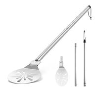 Herogo Pelle à pizza perforée en acier inoxydable de 17,8 x 19,5 x 115,5 cm avec longue poignée en métal amovible pour glisser facilement, facile à nettoyer et à stocker, 17,8 x 19,5 x 115,5 cm