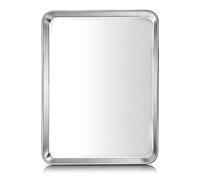 Herogo Plaque de cuisson rectangulaire en acier inoxydable, 31,5 x 24,5 x 2,5 cm, pour four à rôtir, sains et non toxiques, polis miroir, passe au lave-vaisselle