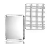 Herogo SHEET_PAN (26,3 x 20,5 cm) avec structure en grille robuste, plaque de cuisson en acier inoxydable et grille de refroidissement, passe au lave-vaisselle, cuisine saine