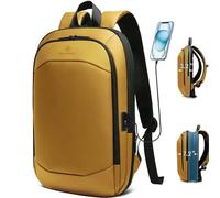 HEROIC KNIGHT Sac à Dos Ordinateur Portable 17 Pouces Léger et Extensible | Antivol Imperméable Fonctionnel pour Homme Elegant pour Loisirs Affaire Scolaire avec Port USB 27L (Jaune)