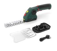 HeroJet Sécateur à batterie 2 en 1 - Taille-haie pratique - 8 V - 2000 mAh - Cisaille à gazon et à arbustes avec poignée rotative - 14,5 cm - Sécateur 9,5 cm