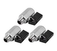 Herold Lot de 3 robinets à boisseau sphérique en laiton chromé 1/4 avec filetage mâle vers compresseur d'air