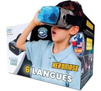 HeroMask Casque VR + Jeux Langues (Cadeau 5-12 Ans) - Transforme « Je suis Nul » en « J'adore Les Langues ! » : Écoute et Répète Premiers Mots Anglais, Espagnol, Chinois et Plus | Réalité Virtuelle