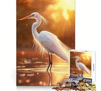 Héron Blanc au Coucher du Soleil Puzzle de 1000 pièces pour Adultes Stimule la réflexion et Le Stress Amusant Bords précis Un Joli Cadeau (38x52cm)