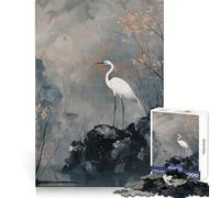 Héron Blanc dans Un Paysage Brumeux Puzzle de 1000 pièces pour Adultes Souvenirs, lumière, Plaisir, Bords précis, Cadeau Symbolique (38x52cm)
