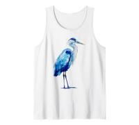 Héron Bleu Aquarelle Observation des Oiseaux Débardeur